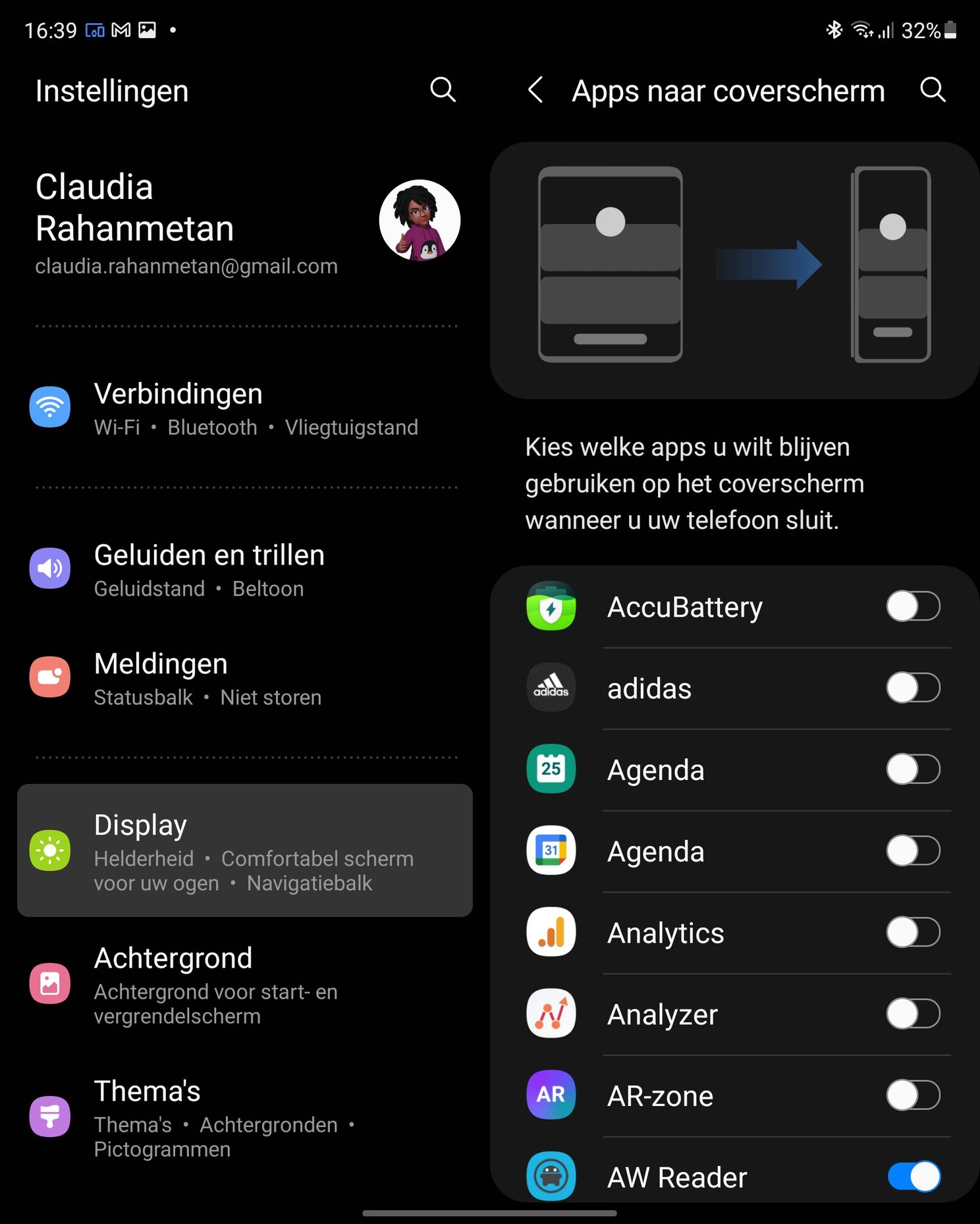 Apps naar het coverscherm overzetten