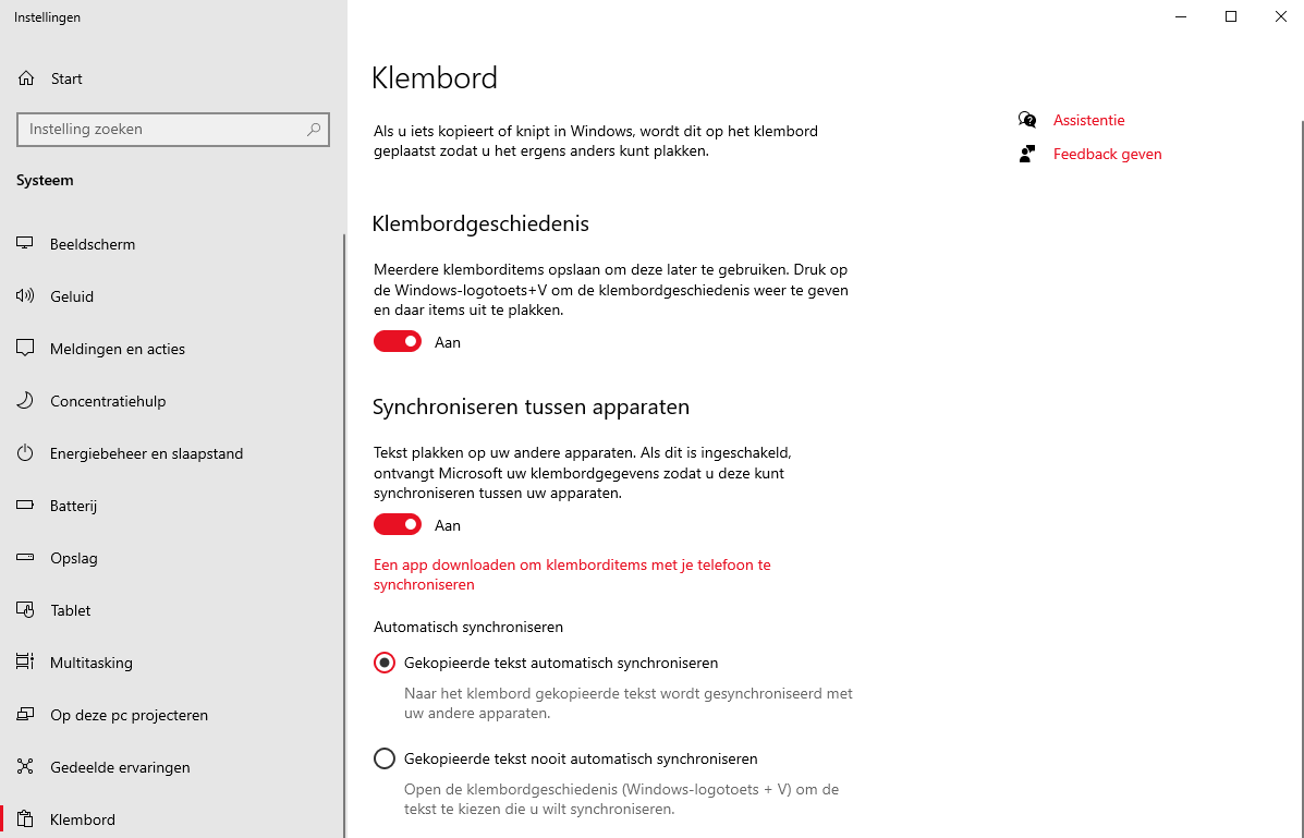 De instelling in Windows 10