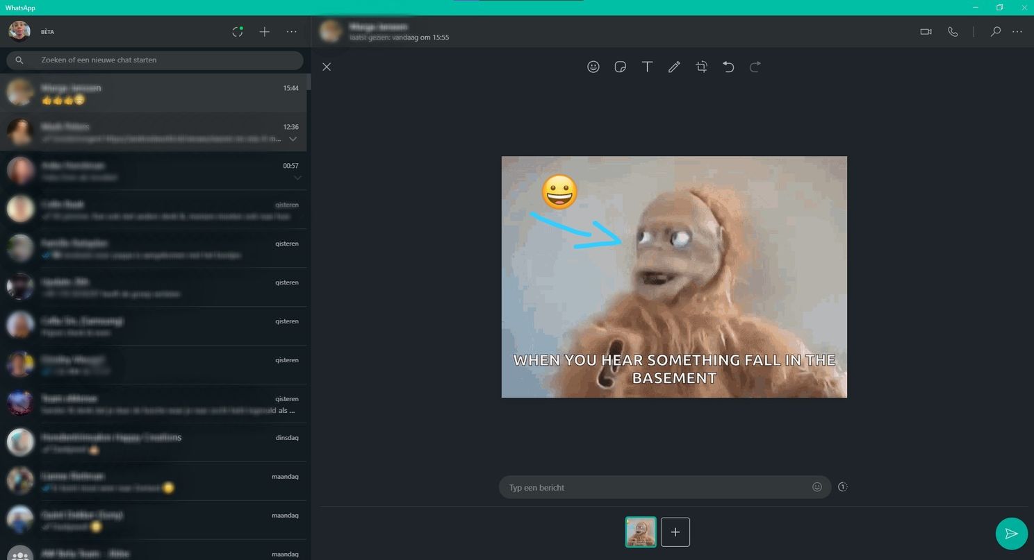 Je kan nu ook in WhatsApp Web foto's en video's bewerken met emoji en teksten