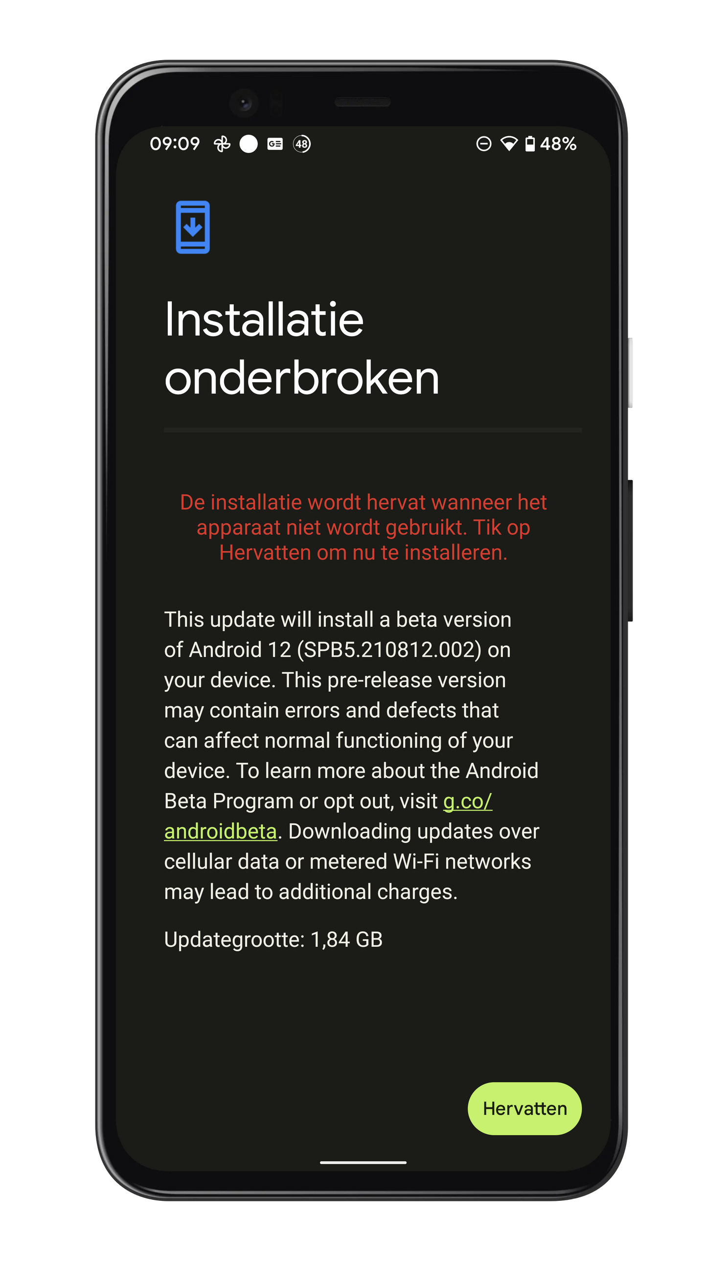 Update op de Google Pixel 4 XL