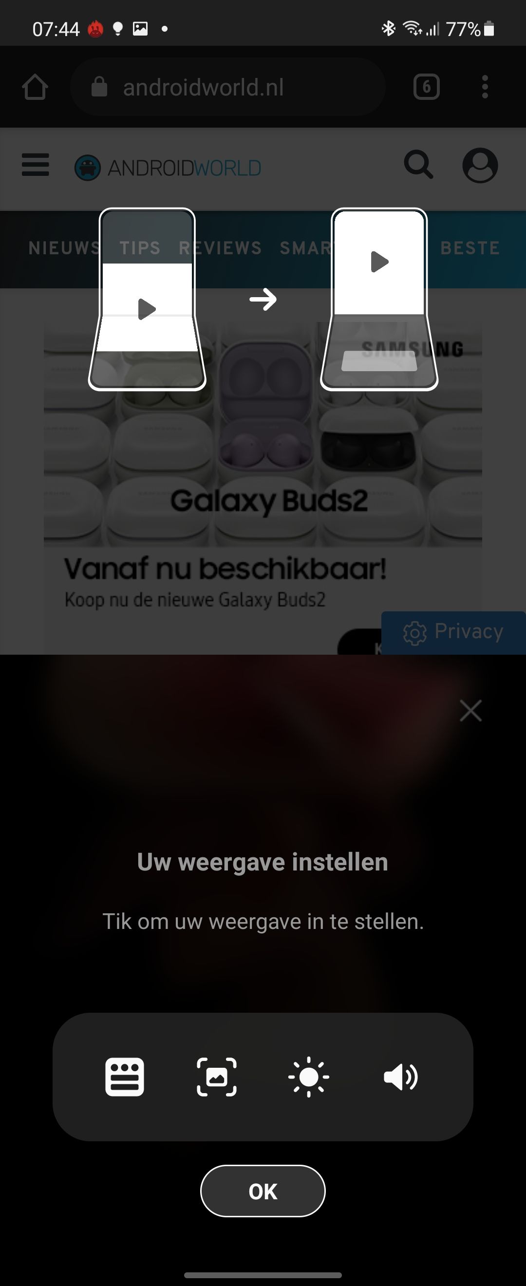 De Z Flip 3 stelt zelf het gebruik van Flex mode voor