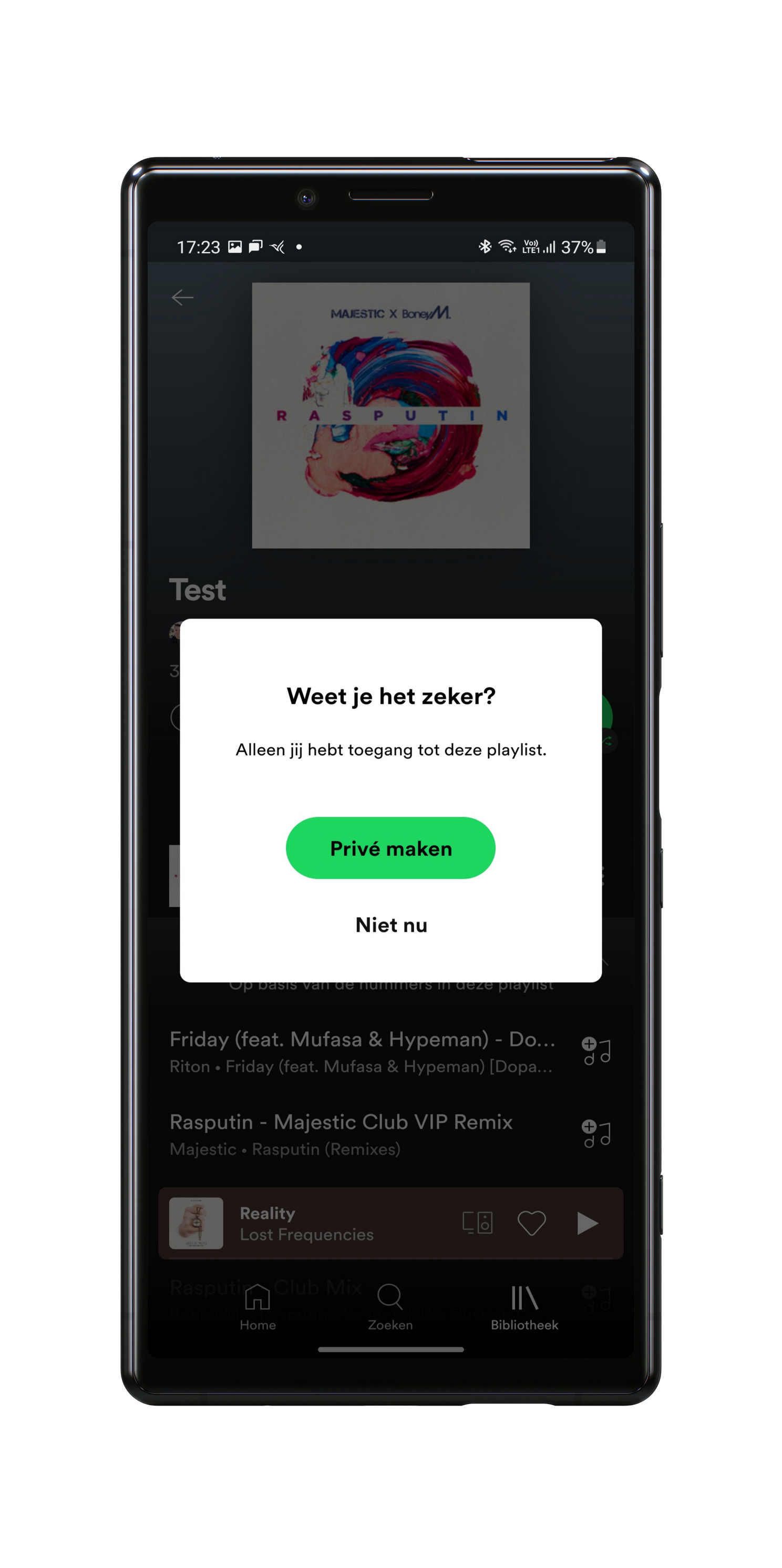 Zo maak je een playlist privé