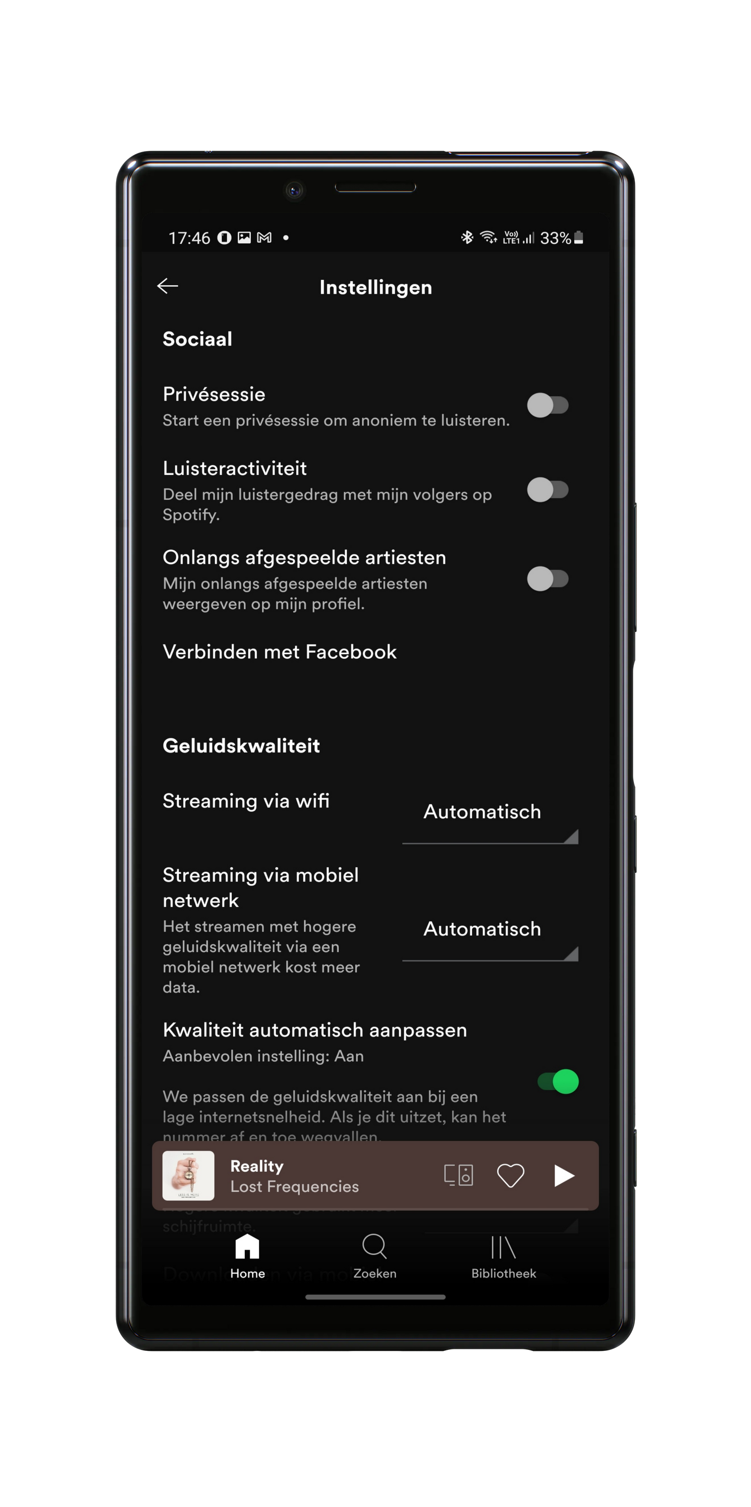 De instellingen van de app