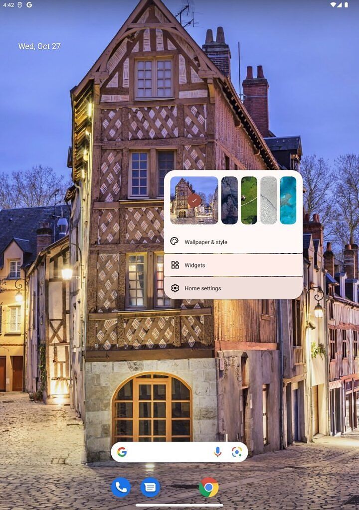 Screenshot van de snelle achtergrondkiezer. Bron: XDA Developers