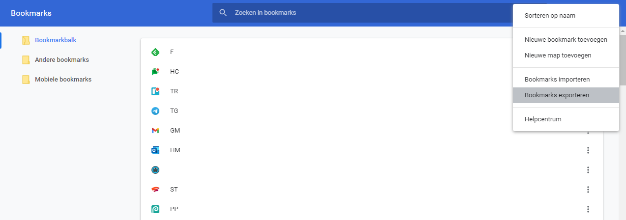 Handig wanneer je een volledig pakket van bladwijzers wil delen
