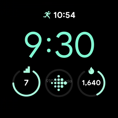 De gelekte wijzerplaat met Fitbit-logo