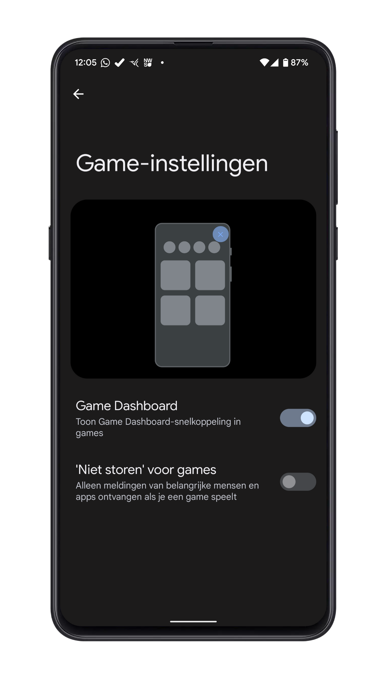 Je activeert het Game Dashboard in de instellingen van Niet storen