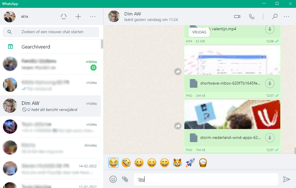 De snelkoppeling werkt al langer in WhatsApp Web en WhatsApp Desktop
