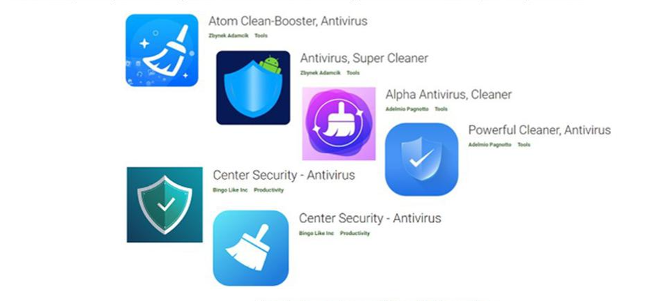 De namen en icoontjes van de bewuste malware-apps