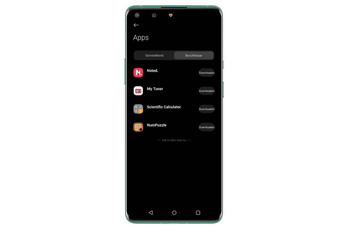 Yup, dit zijn alle apps die je op dit horloge bij kunt installeren.