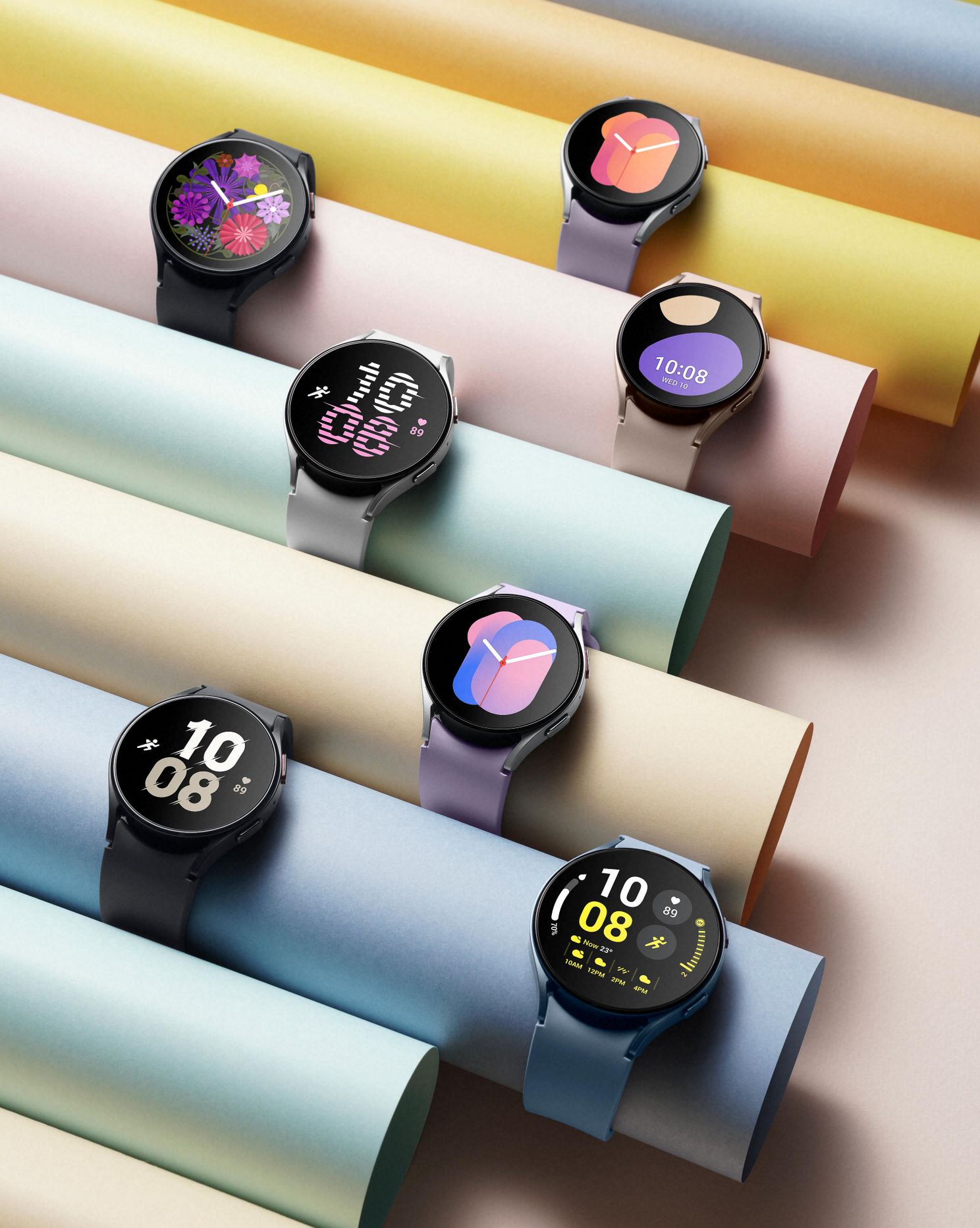 De Samsung Galaxy Watch 5-serie in verschillende kleuren