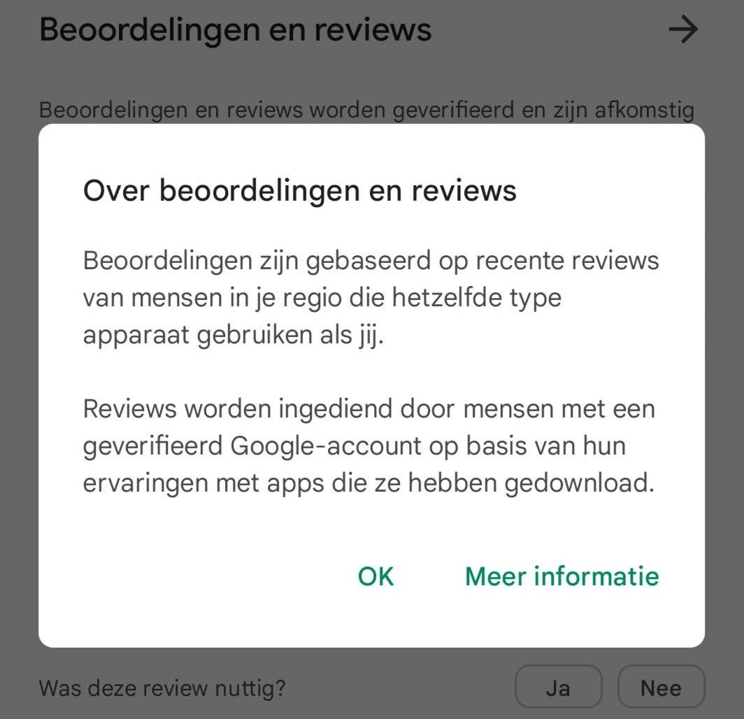 Google Play Store rating now adapted to your device