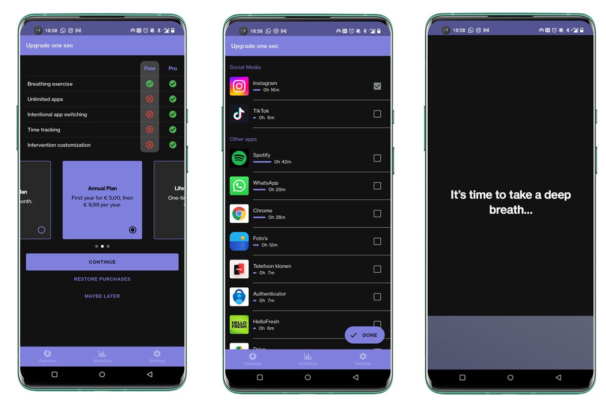 App van de Week: One Sec helpt je rustig te blijven op social media