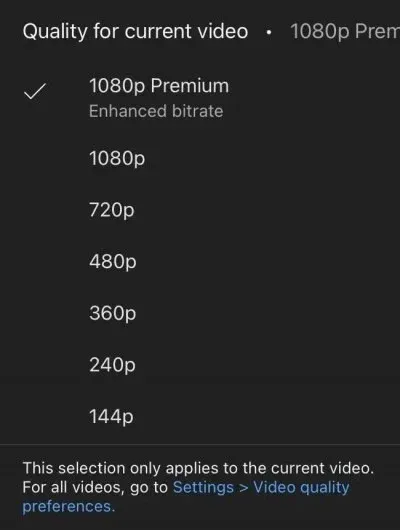 De verhoogde bitrate voor Premium-gebruikers. Bron: u/KZedUK