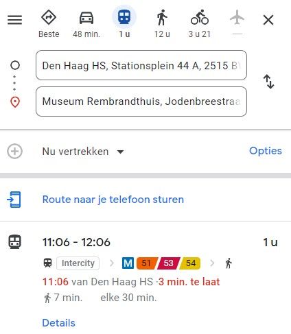 Webversie Google Maps laat je nu in een oogopslag reistijd per vervoermiddel zien