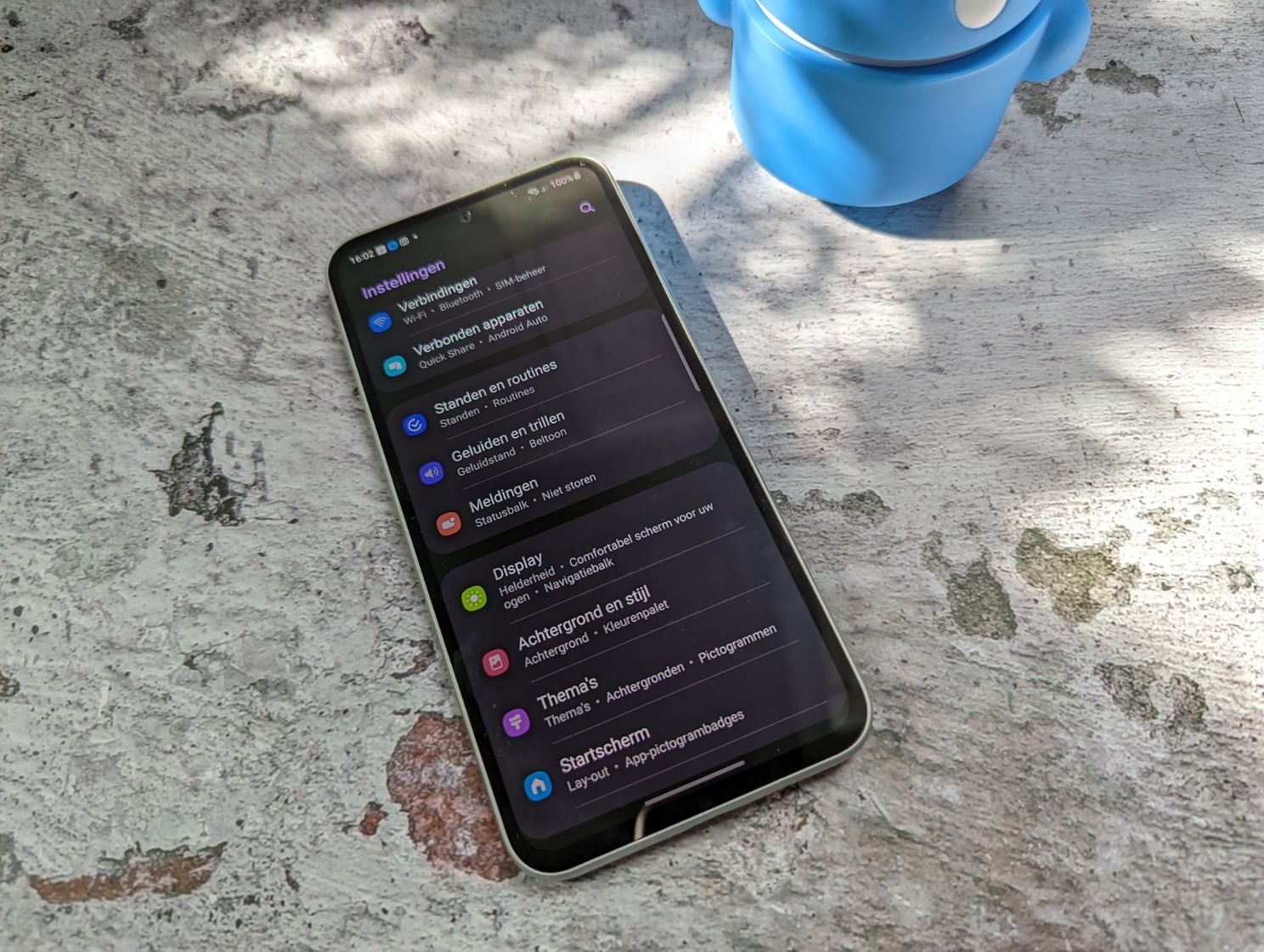 The settings menu on the Galaxy A54