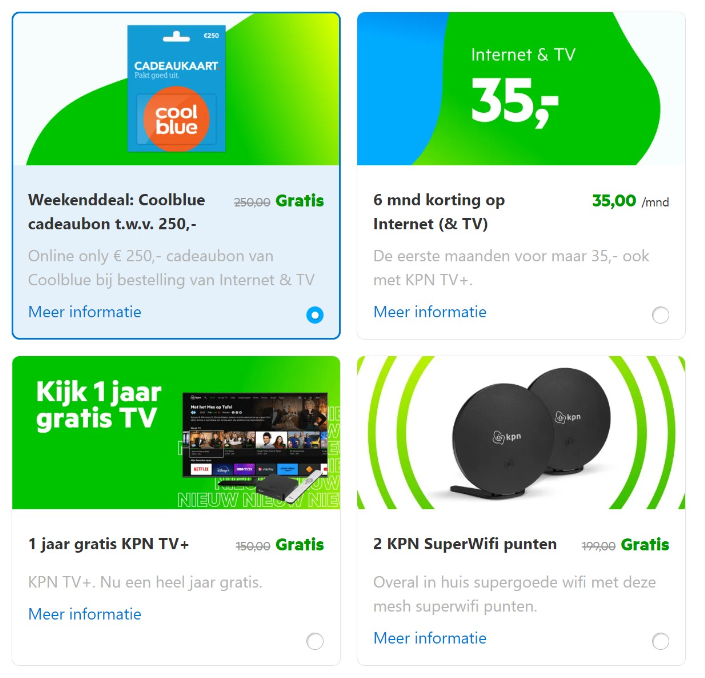 KPN weekend deal: Coolblue gift voucher worth €250 with a new Internet & TV subscription