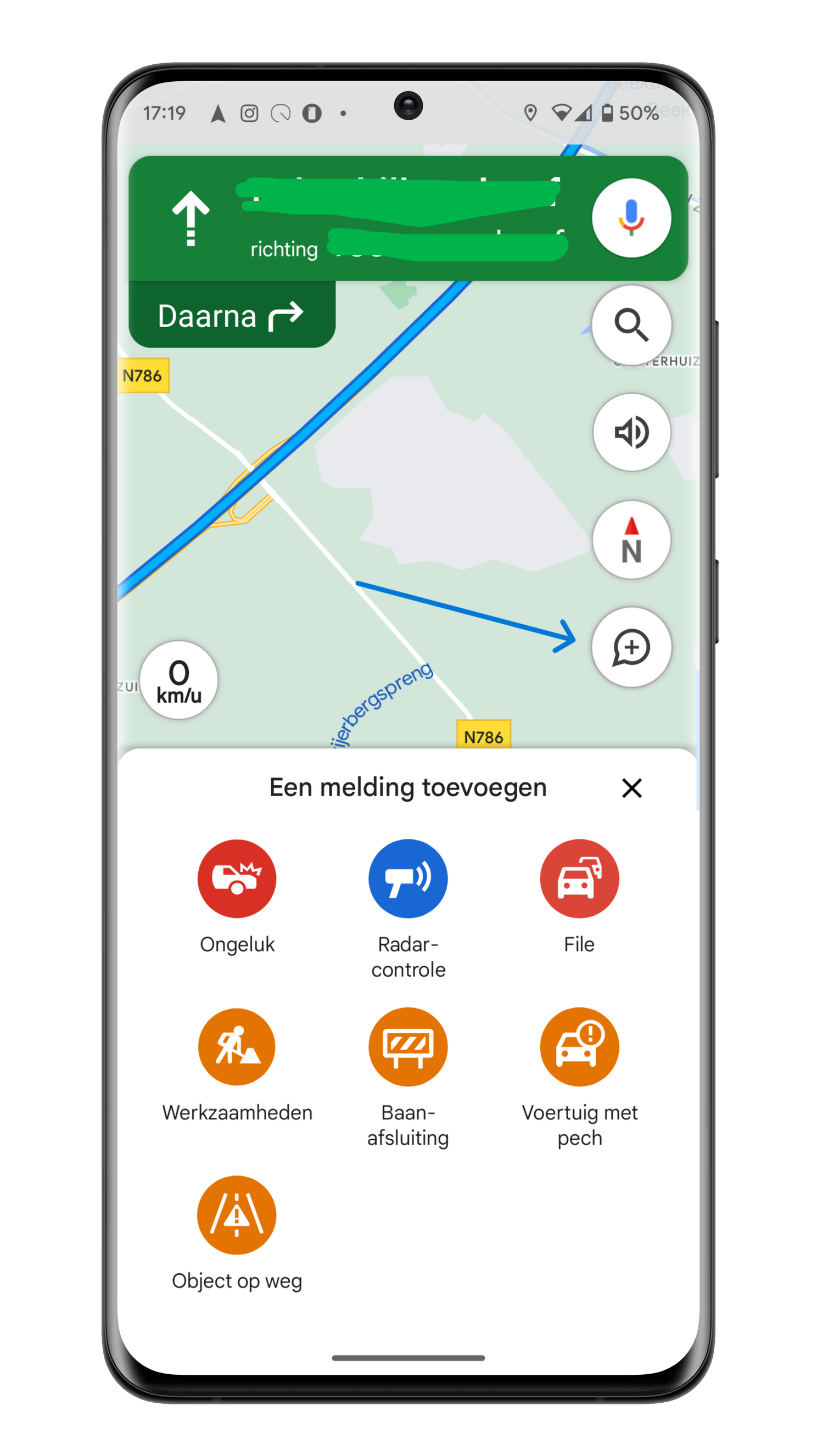 Report traffic issues in Google Maps