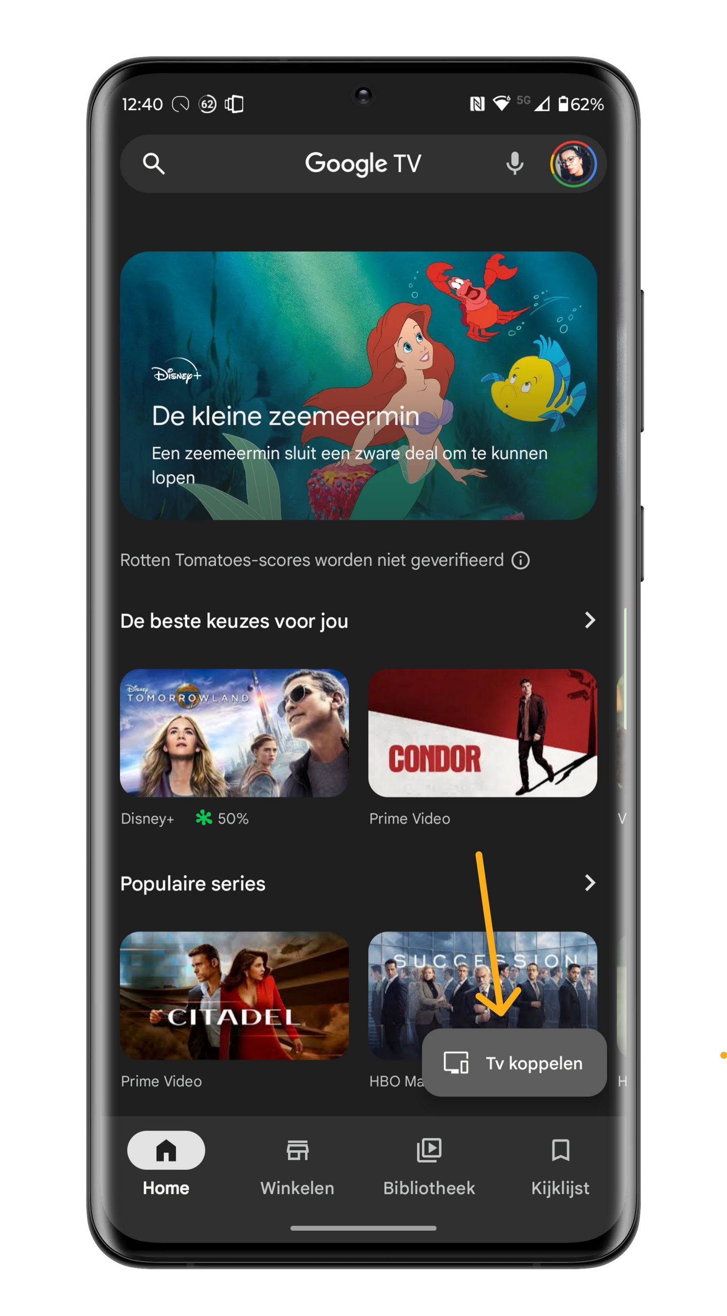 Koppel je tv via de Google TV-app