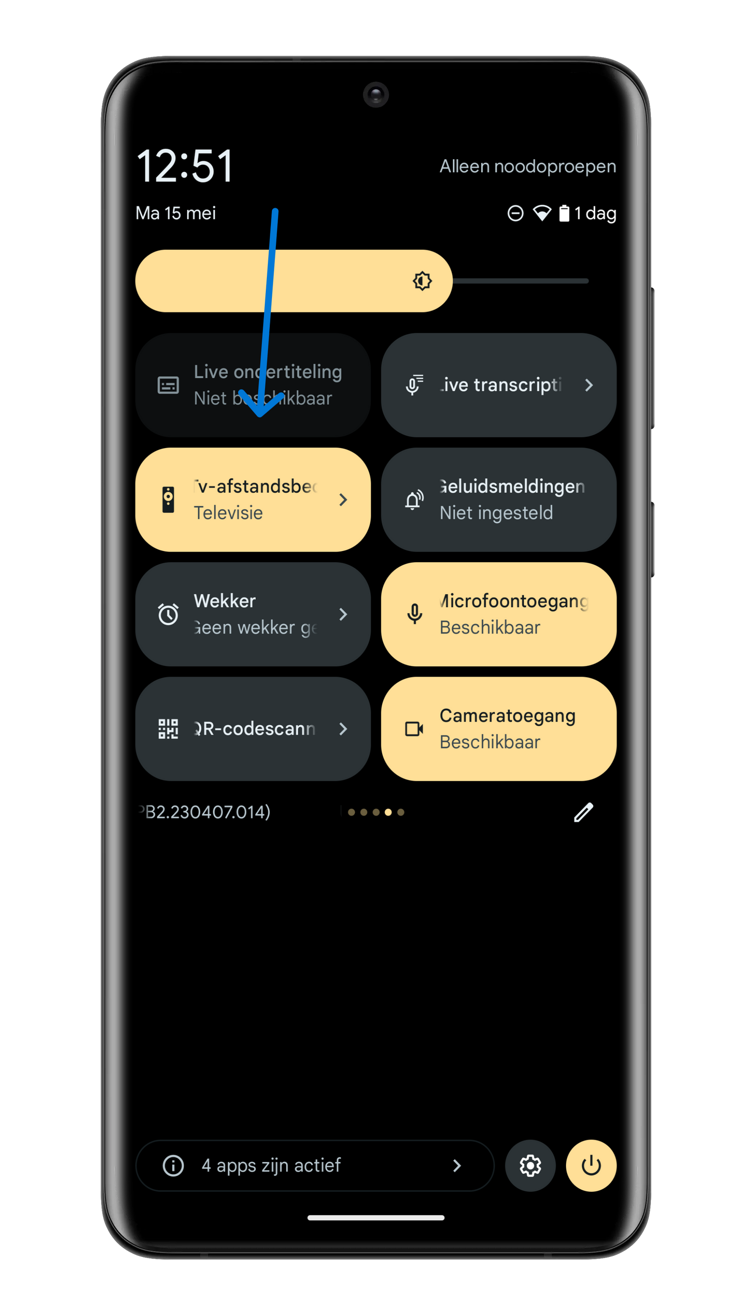 Snel de virtuele afstandsbediening openen vanuit de snelle instellingen