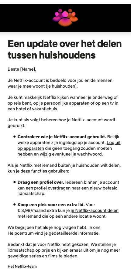 Netflix-account delen wordt nu ook in Nederland aangepakt, dit is de meerprijs