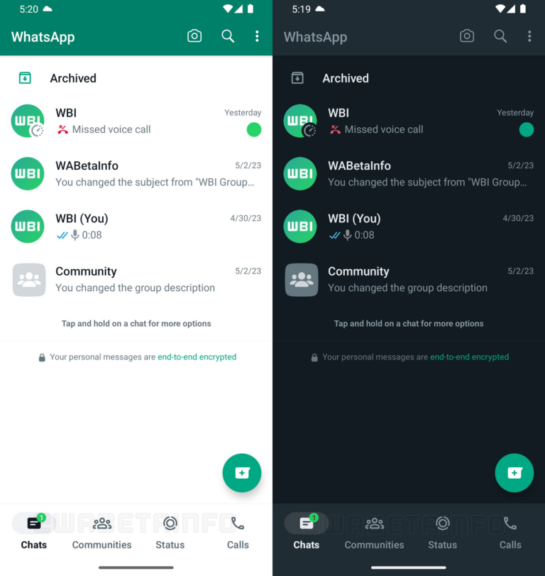 Dit is de nieuwe navigatiebalk in WhatsApp
