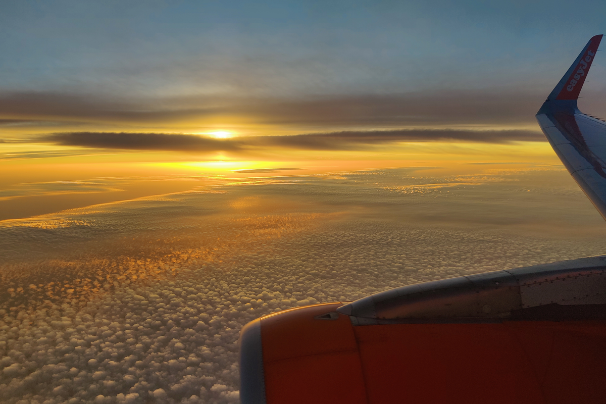 You would almost think that Superman took this photo while flying, but this was just a window sticker.