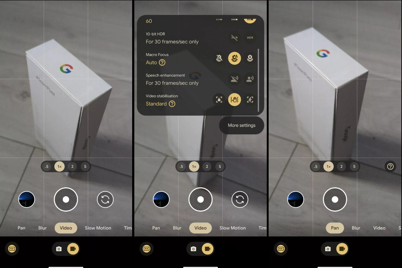 De interface van Google Camera wordt anders op Pixel 8
