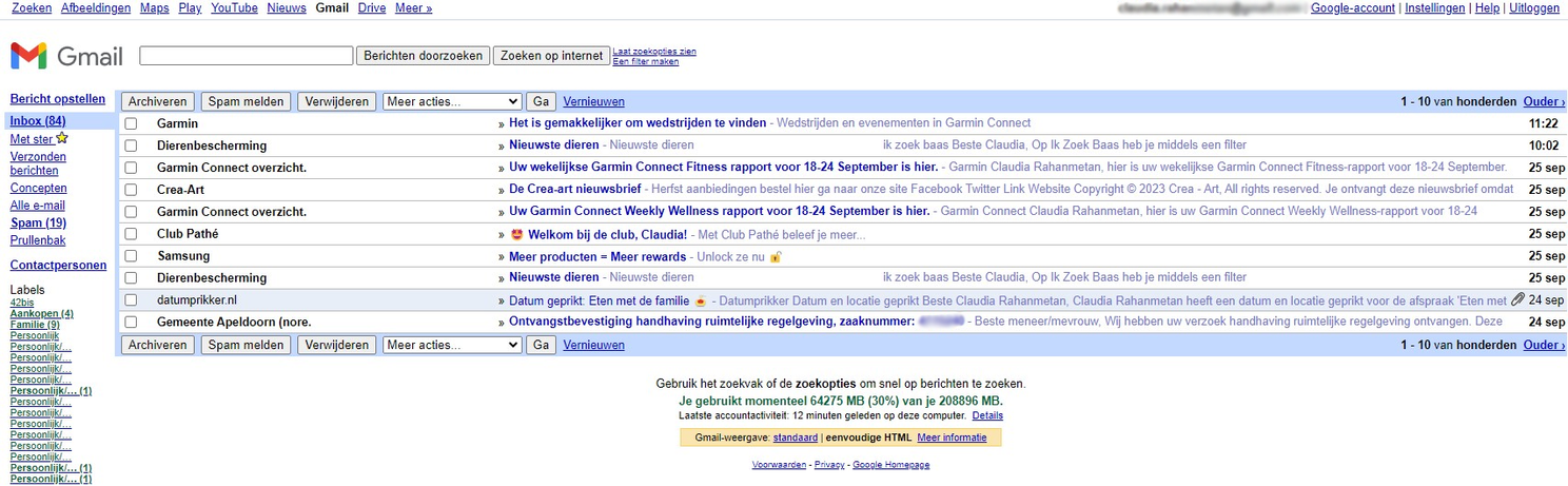 html versie van gmail