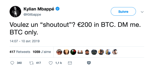 Bitcoin oplichters gebruiken Franse voetballer Kylian Mbappé in scam