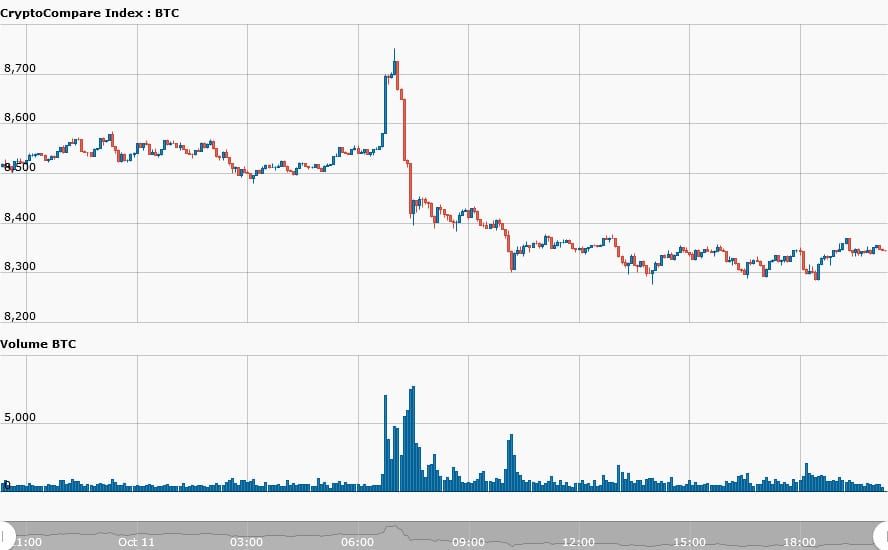Bitcoin prijs 'hangt' bij $8.300, adressen met 1.000+ BTC neemt toe