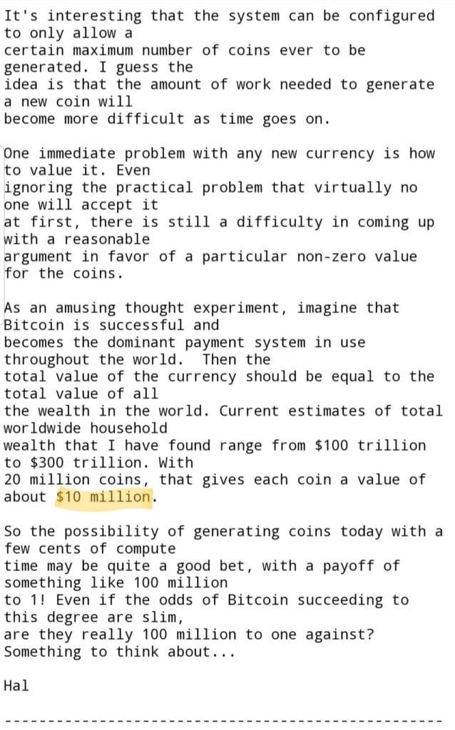 Volgens deze bitcoin (BTC) pionier gaat de prijs ooit naar $10 miljoen