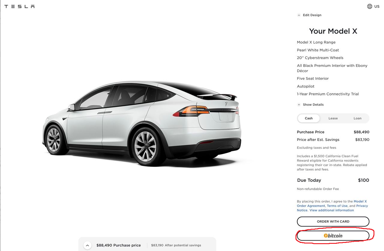 Tesla accepteert Bitcoin als betaalmiddel voor nieuwe auto