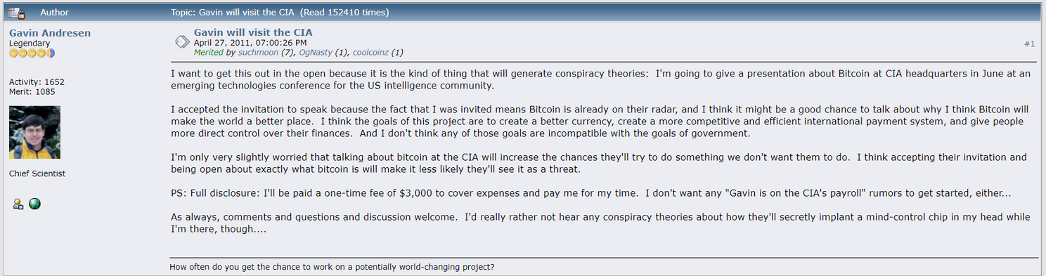 Bitcoin in 2011: presentatie over Bitcoin bij de CIA