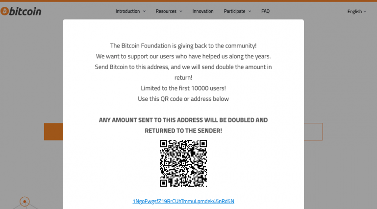 Let op! Bitcoin.org is gehackt, boeven beloven bitcoin te verdubbelen