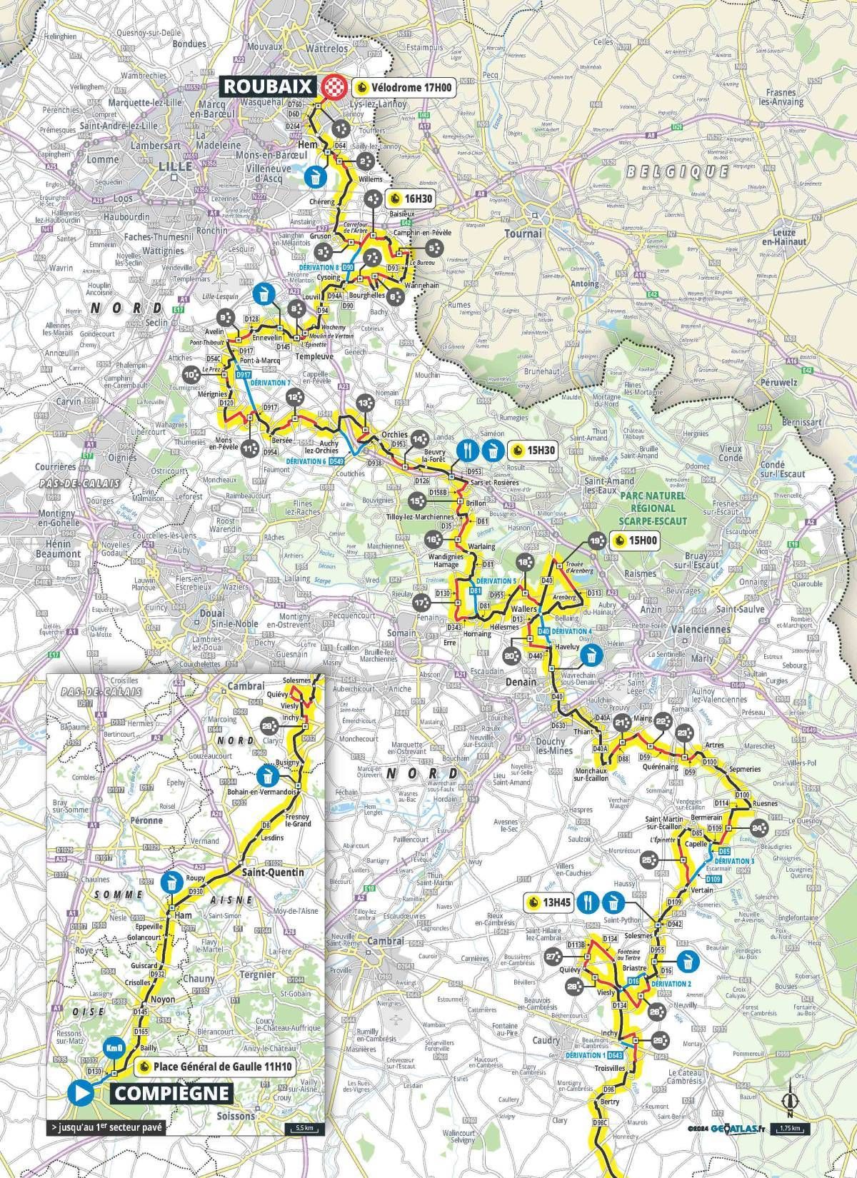 Perfil y ruta de la París-Roubaix 2024