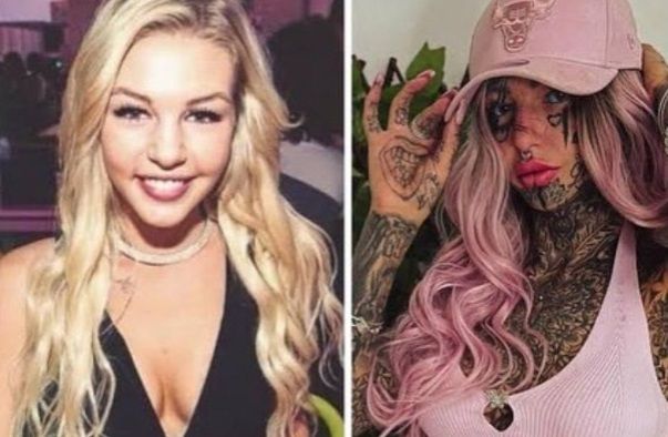 Voor 98% getatoeëerd: Amber deelt waanzinnige foto's van transformatie op 7 jaar tijd