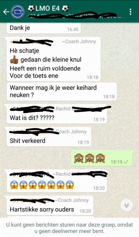 Voetbaltrainer van jeugdteam stuurt per ongeluk pikant bericht in de WhatsApp-groep van de ouders