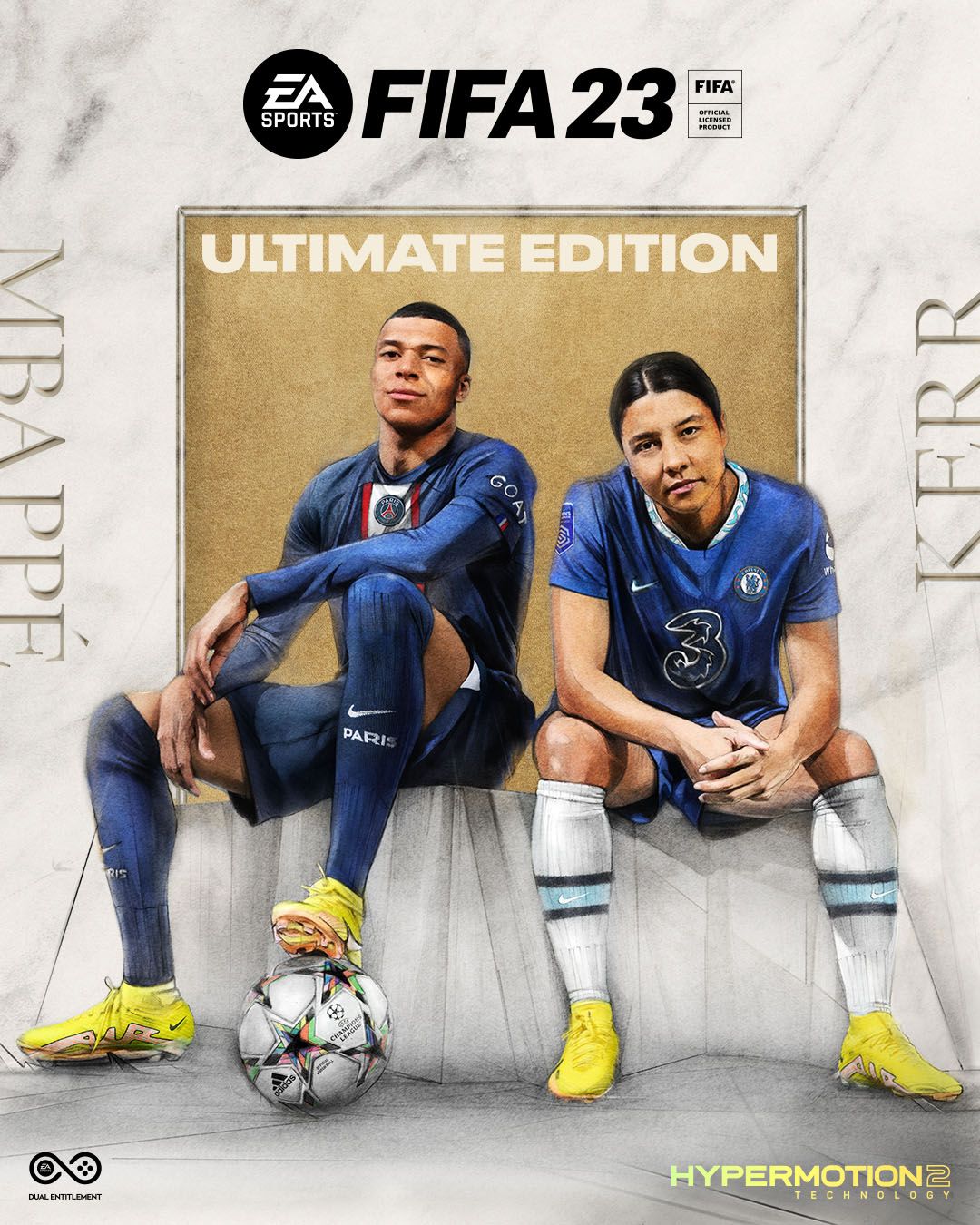 Kylian Mbappé en Samantha Kerr staan op de cover van de Ultimate Edition van FIFA 23