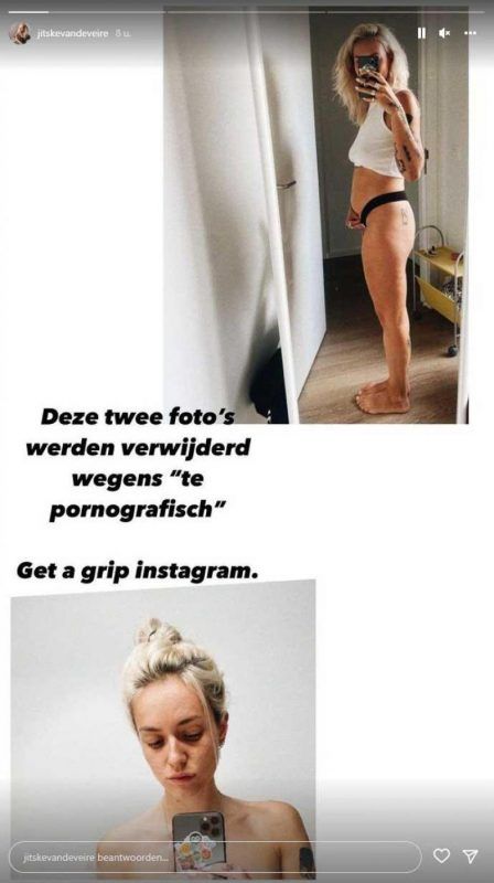 Jitske Van de Veire ziet Instagram (even) twee 'te pikante' foto's verwijderen. "Preutse mensen!"