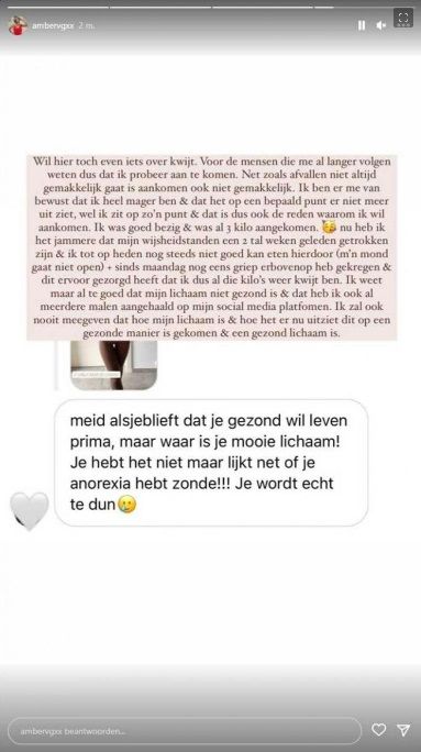 Temptation-Amber krijgt scherpe kritiek op Instagram-foto: "Lijkt alsof je anorexia hebt"
