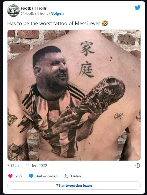Mislukte Messi-tattoos gaan keihard viraal: "Het lijkt wel Wayne Rooney!"