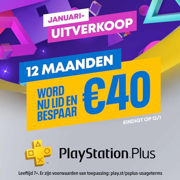 Topdeal in de PS Store, €40 korting op jaarabonnementen PlayStation Plus