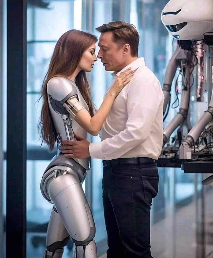 Bizarre foto's van Elon Musk die zoent met robots gaan keihard viraal: "Ook een mannenversie!?"