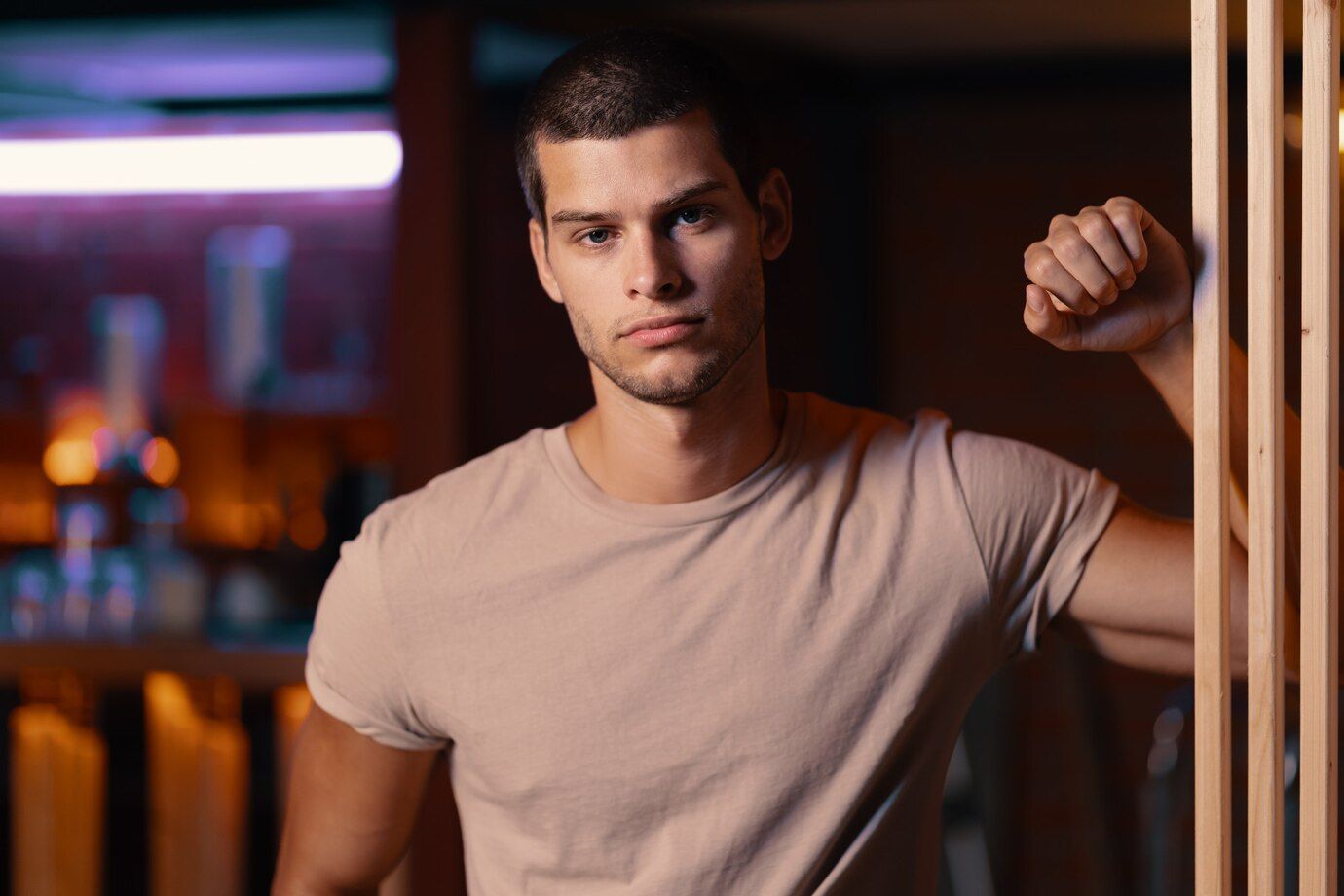 close up portrait attractive male model young handsome man bar 158595 5126