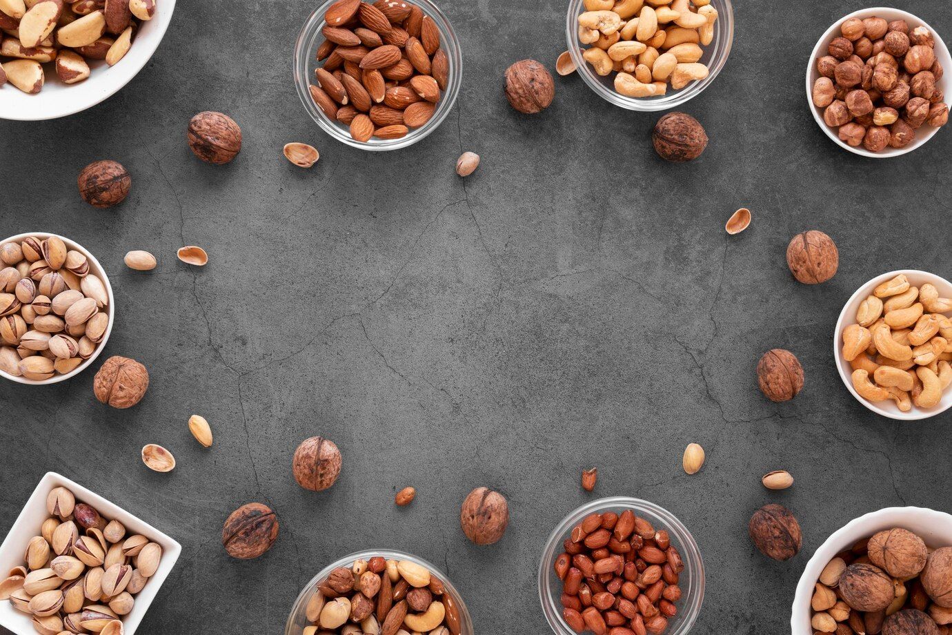 top view delicious nuts with copy space 23 2148693954