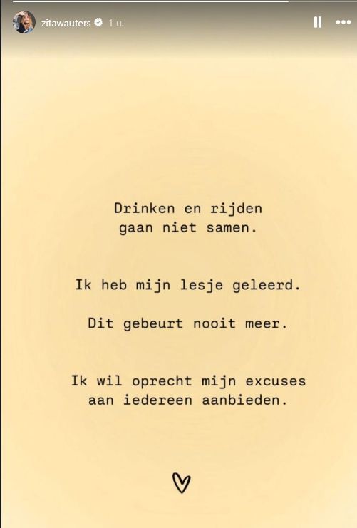 Dit is de eerste reactie van (zatte) Zita Wauters nadat ze haar rijbewijs verliest: "Het zal nooit meer gebeuren!"