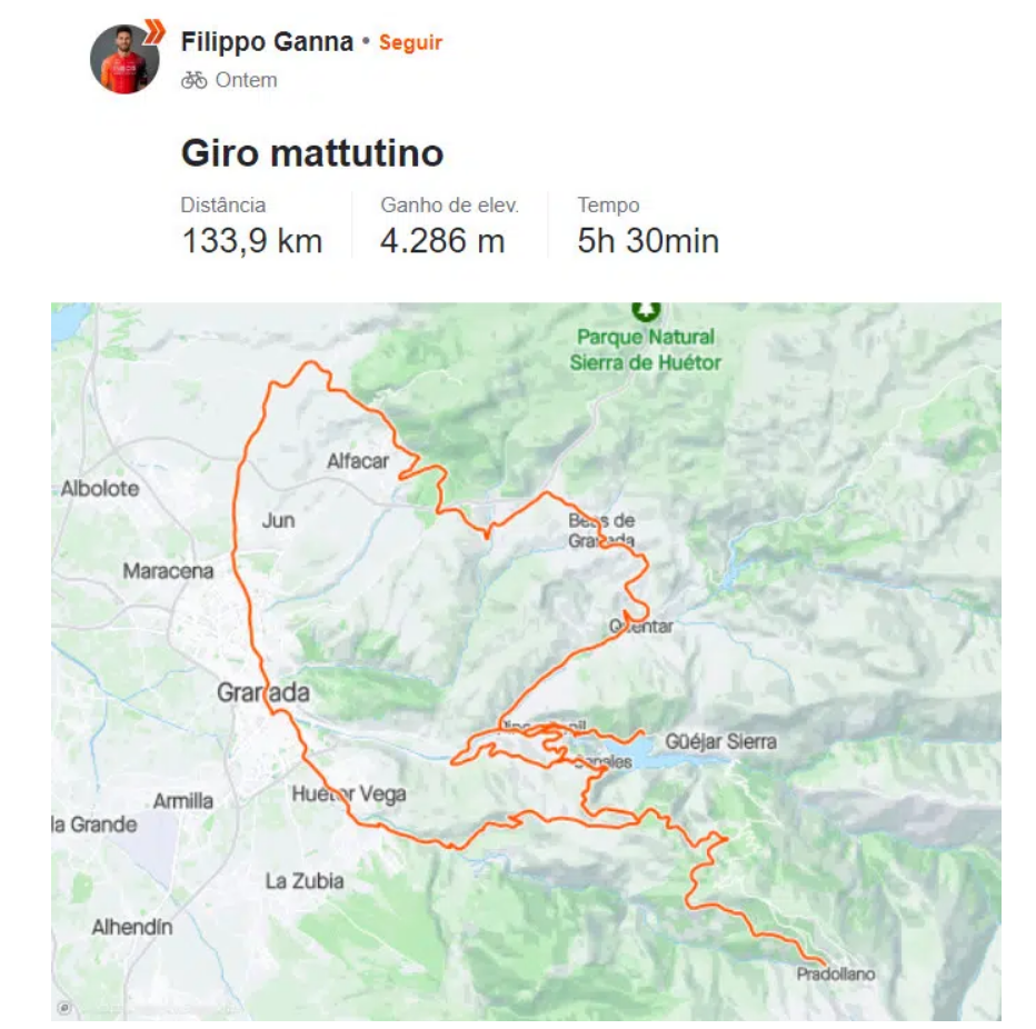 Filippo Ganna publica nas redes sociais Tadej Pogacar a treinar com a INEOS em Sierra Nevada ( VIDEO)