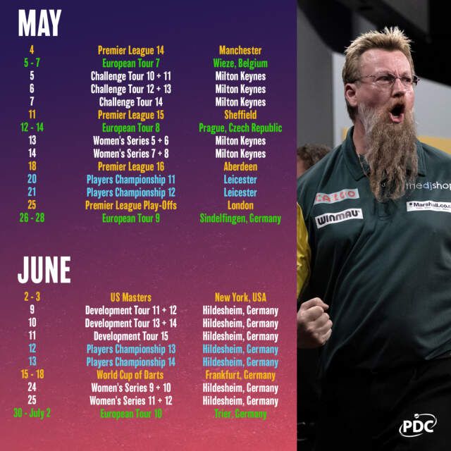 PDC Kalender 2023 is bekend, drie toernooien in Nederland