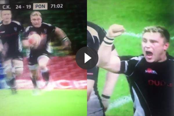 Unieke beelden van Gerwyn Price in actie als pro rugby-speler